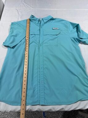 Columbia Mesh-Lined Fishing Shirt - Teal and Gray PFG